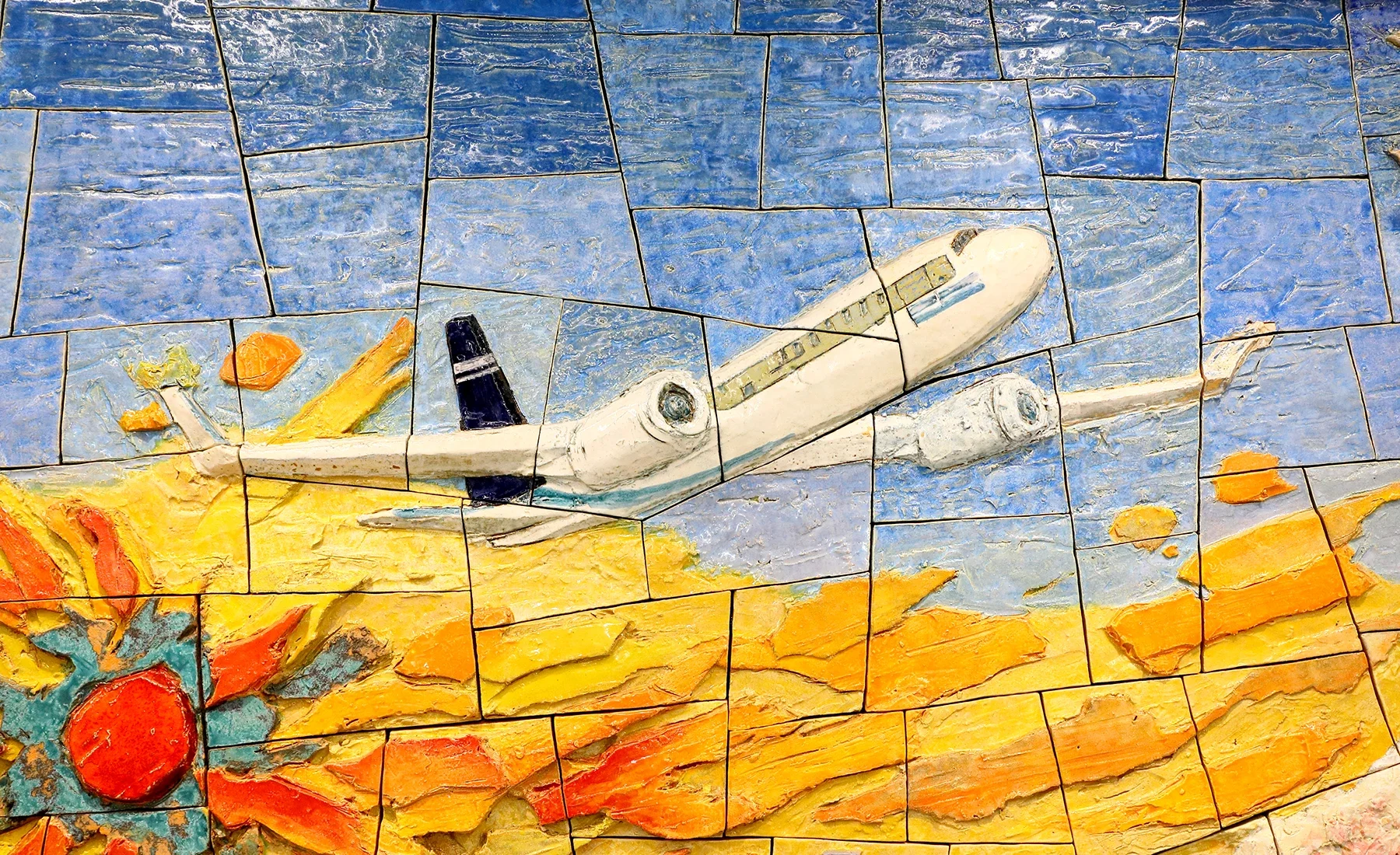 Close-up of the Ceramic Relief artwork “Sparkling Hope, KEIKYU”