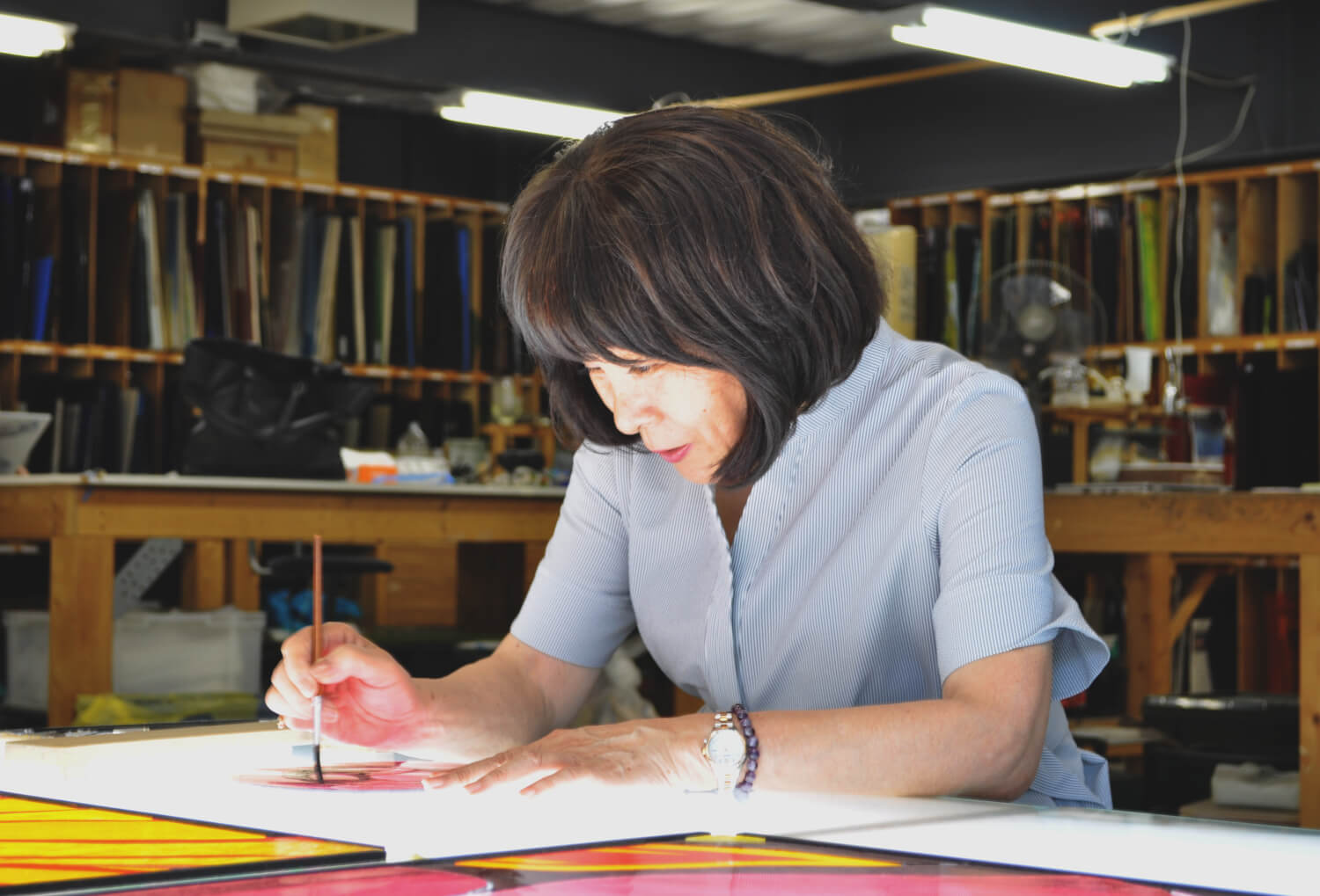 Stained glass artwork “The Vibrant Colors of Higo” — Production process 5