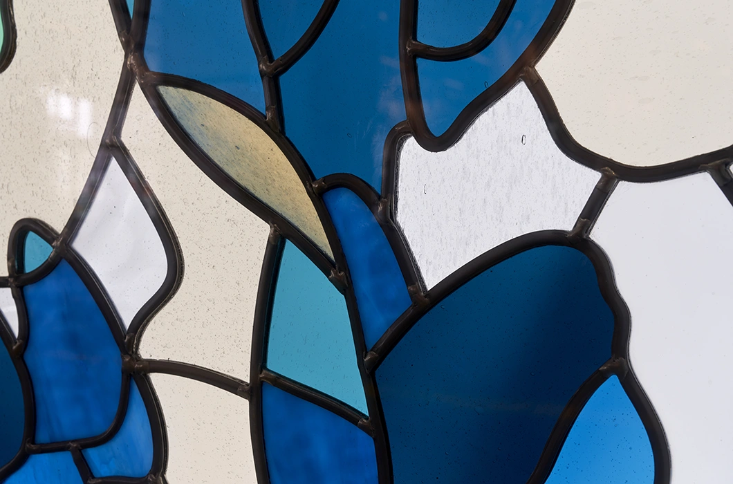 Detail of the stained glass artwork “The Root of Life”