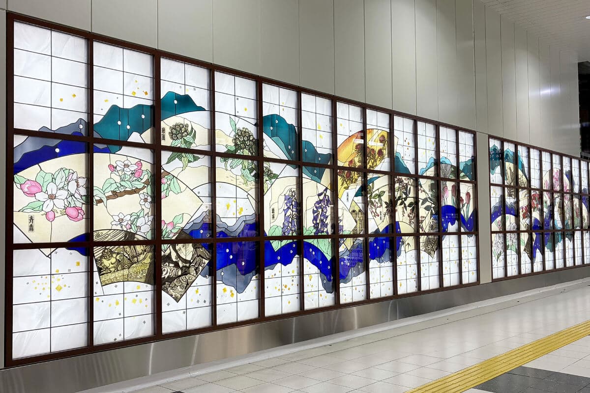 Stained Glass artwork “Spring 1985: The Beauty of Japan, Our Homeland” reinstalled inside the Shinkansen ticket gates at JR Ueno Station