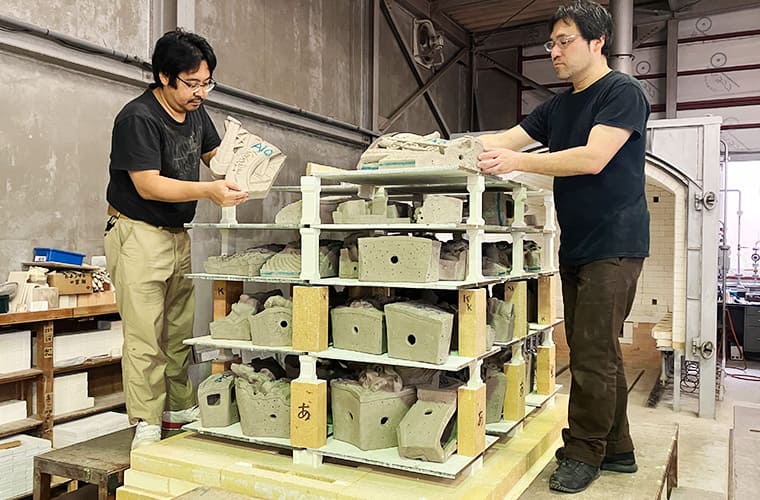 Bisque-firing the dried Ceramic Relief pieces at approximately 800°C