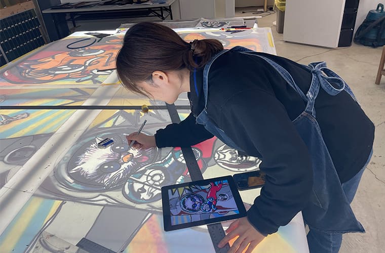 Preparing a full-scale production drawing based on the Original Painting