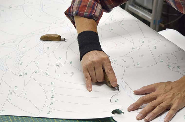 Cutting Stained Glass using templates made from the production drawing