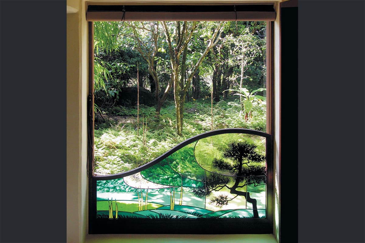 A Stained Glass artwork installed in an interior space