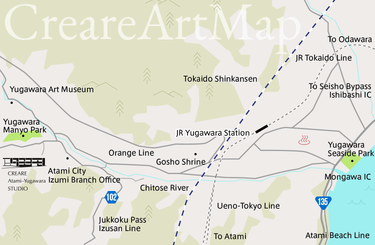 Map showing Public Art locations near CREARE Atami–Yugawara Studio