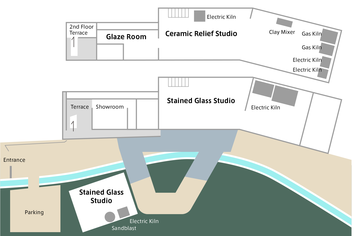Studio guide map of CREARE Atami–Yugawara Studio